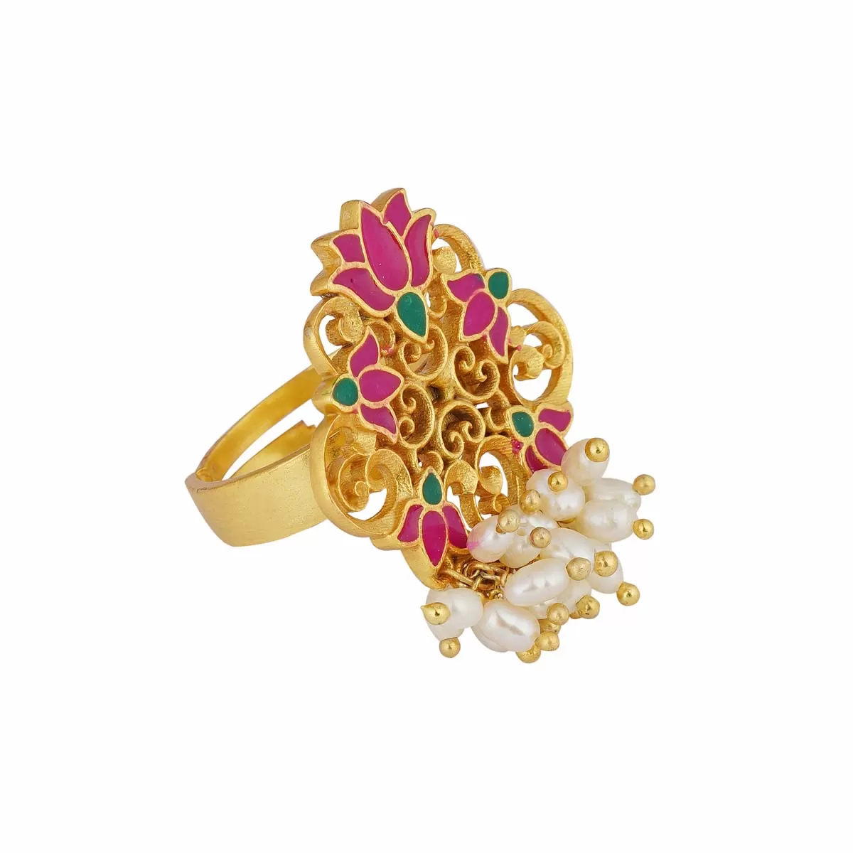 Song of Water Lotus Ring in Pink Enamel