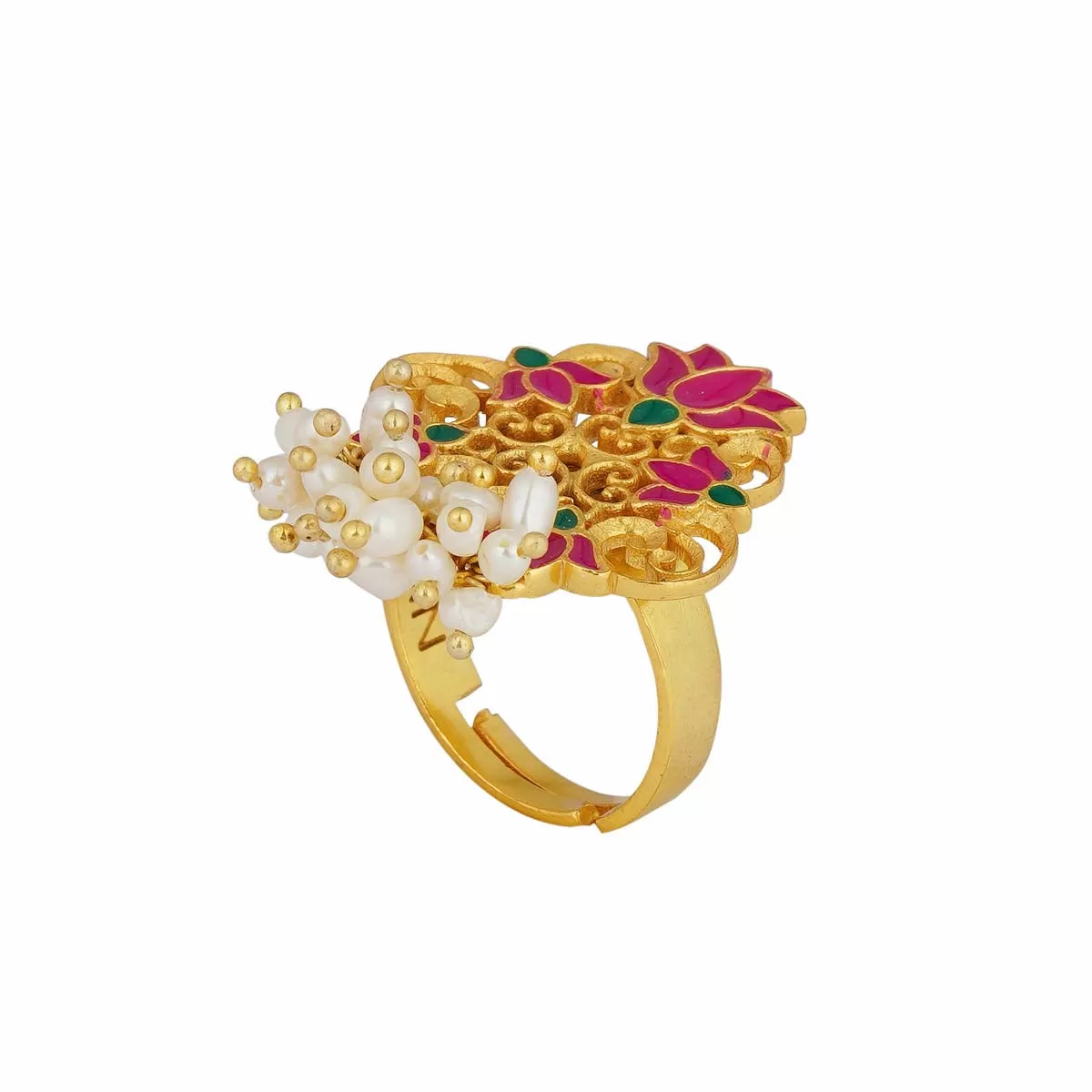 Song of Water Lotus Ring in Pink Enamel