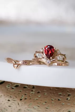 Split payment: Swanlake ring set with garnet and natural diamonds