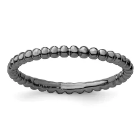 Stackable Expressions Black-Plated Beaded Ring in Sterling Silver