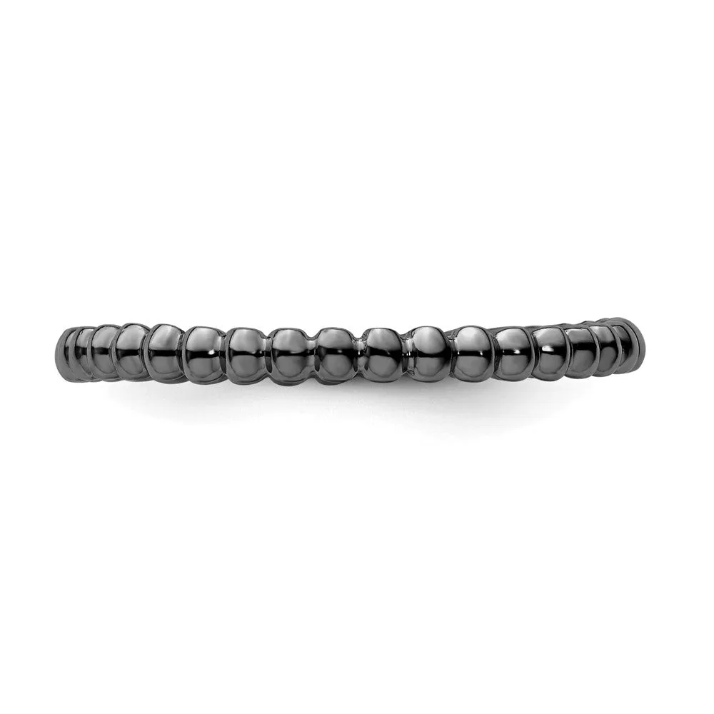 Stackable Expressions Black-Plated Beaded Ring in Sterling Silver