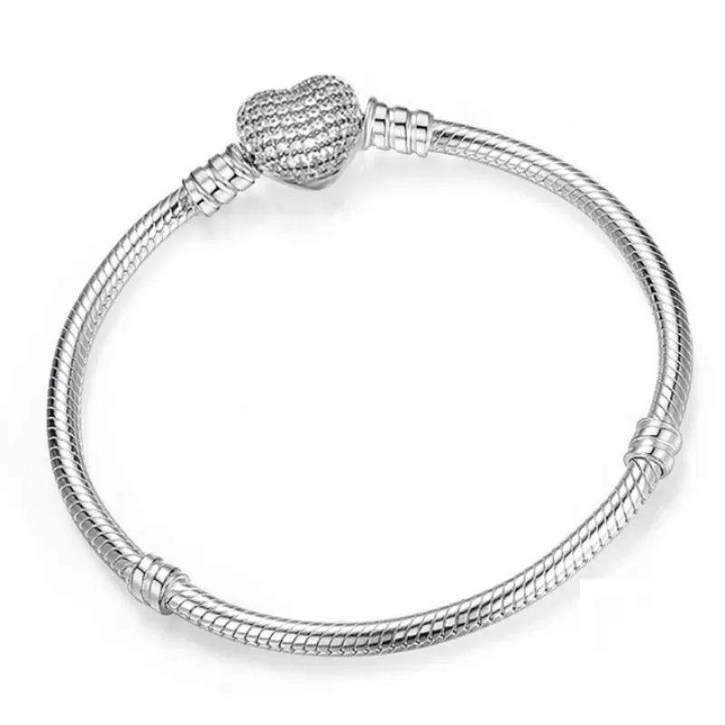 Sterling Charm Chain Bangle Bracelets For Women