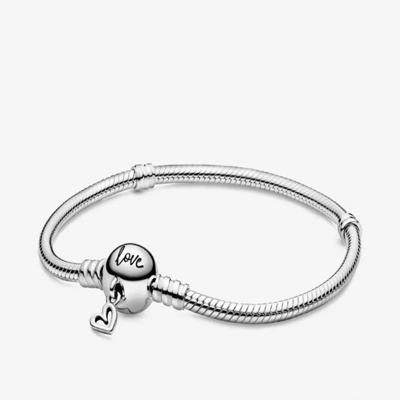 Sterling Charm Chain Bangle Bracelets For Women