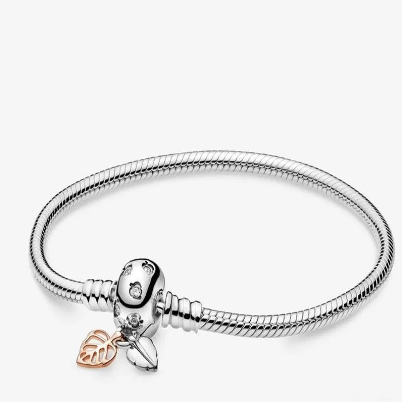 Sterling Charm Chain Bangle Bracelets For Women