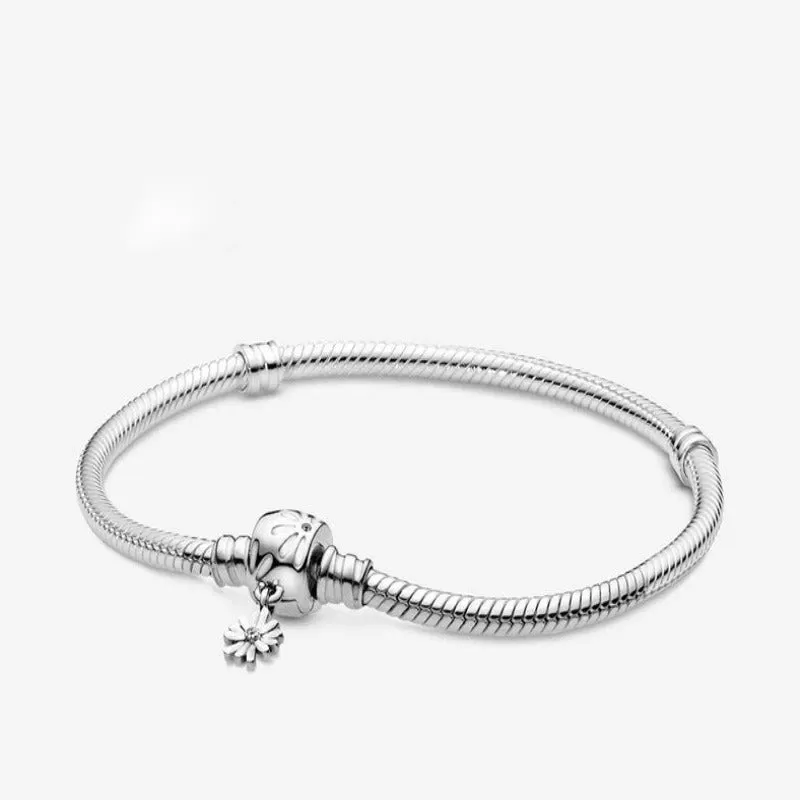 Sterling Charm Chain Bangle Bracelets For Women