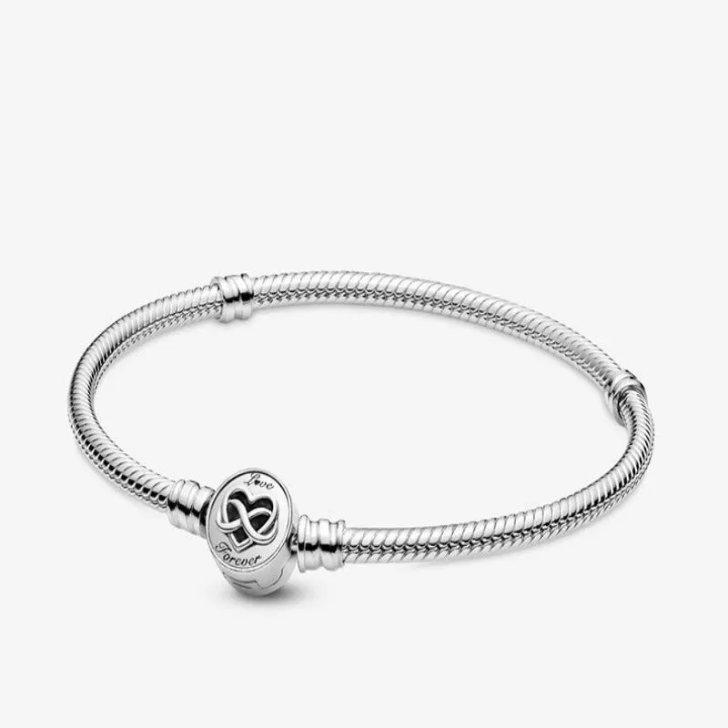 Sterling Charm Chain Bangle Bracelets For Women