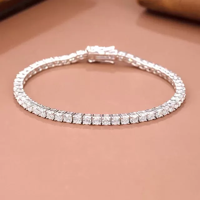 Sterling silver 3 mm cz diamond tennis bracelet