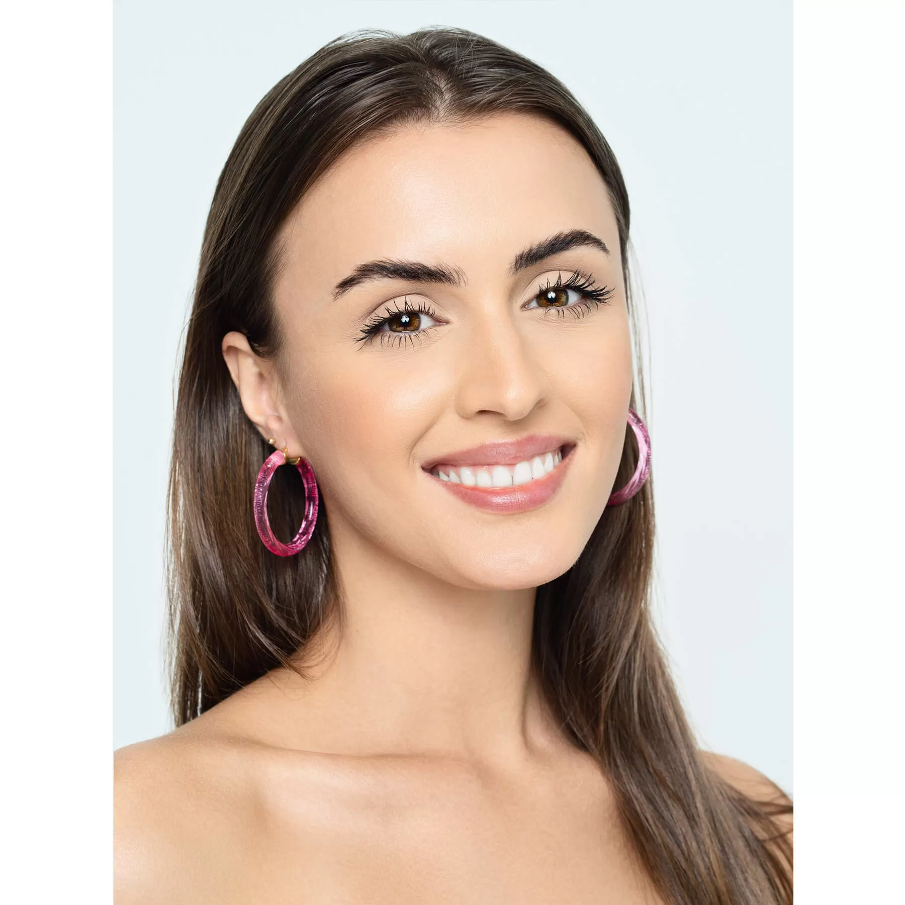 Stripe Painted INSTYLE Lucite Hoop Earrings