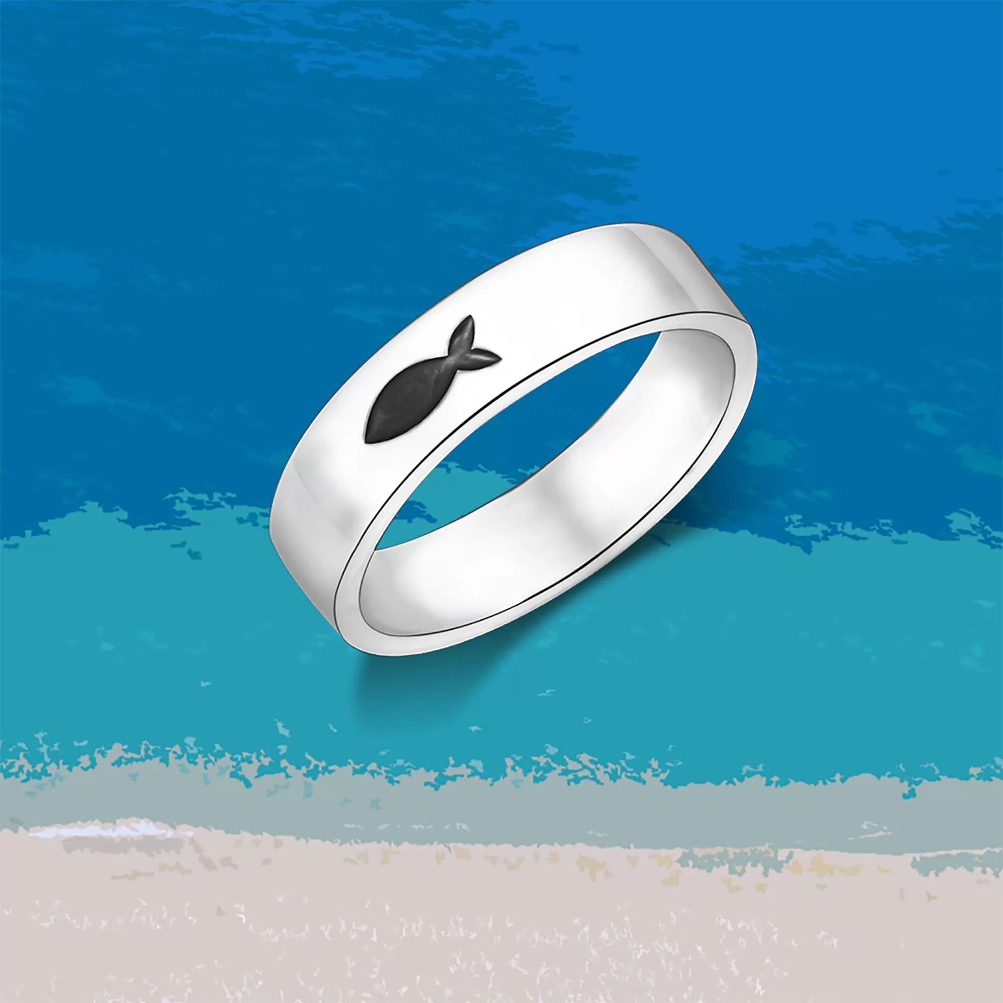 Summer Fish Sterling Silver Rings Band