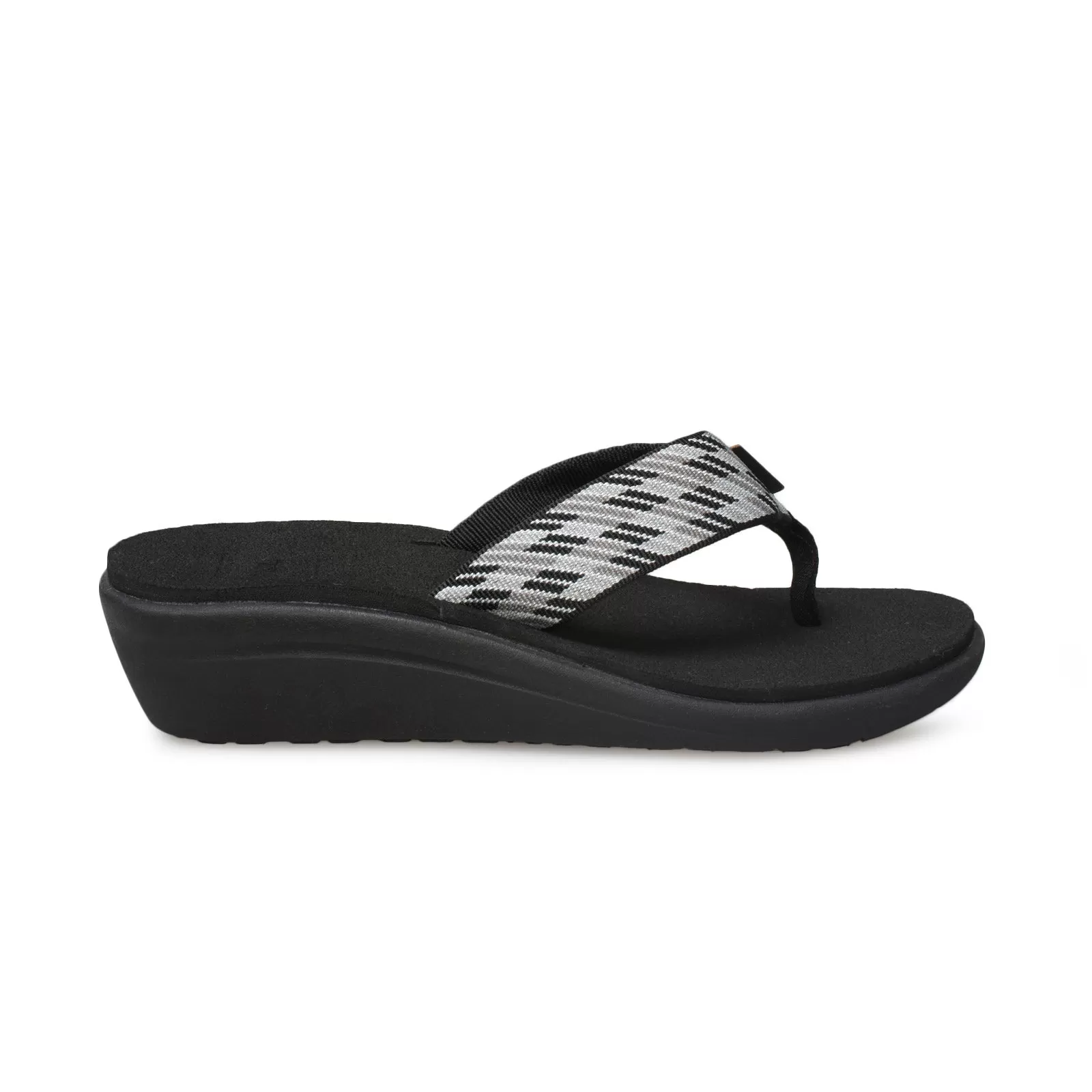 Teva Voya Wedge Nitro Black White Flip Flops - Women's