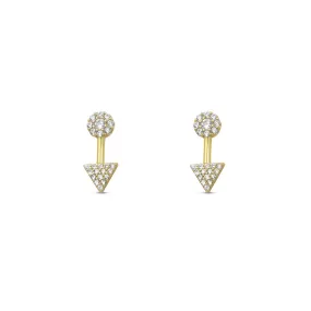 Vermeil & Sterling Silver - Pave Arrow Stud Earrings