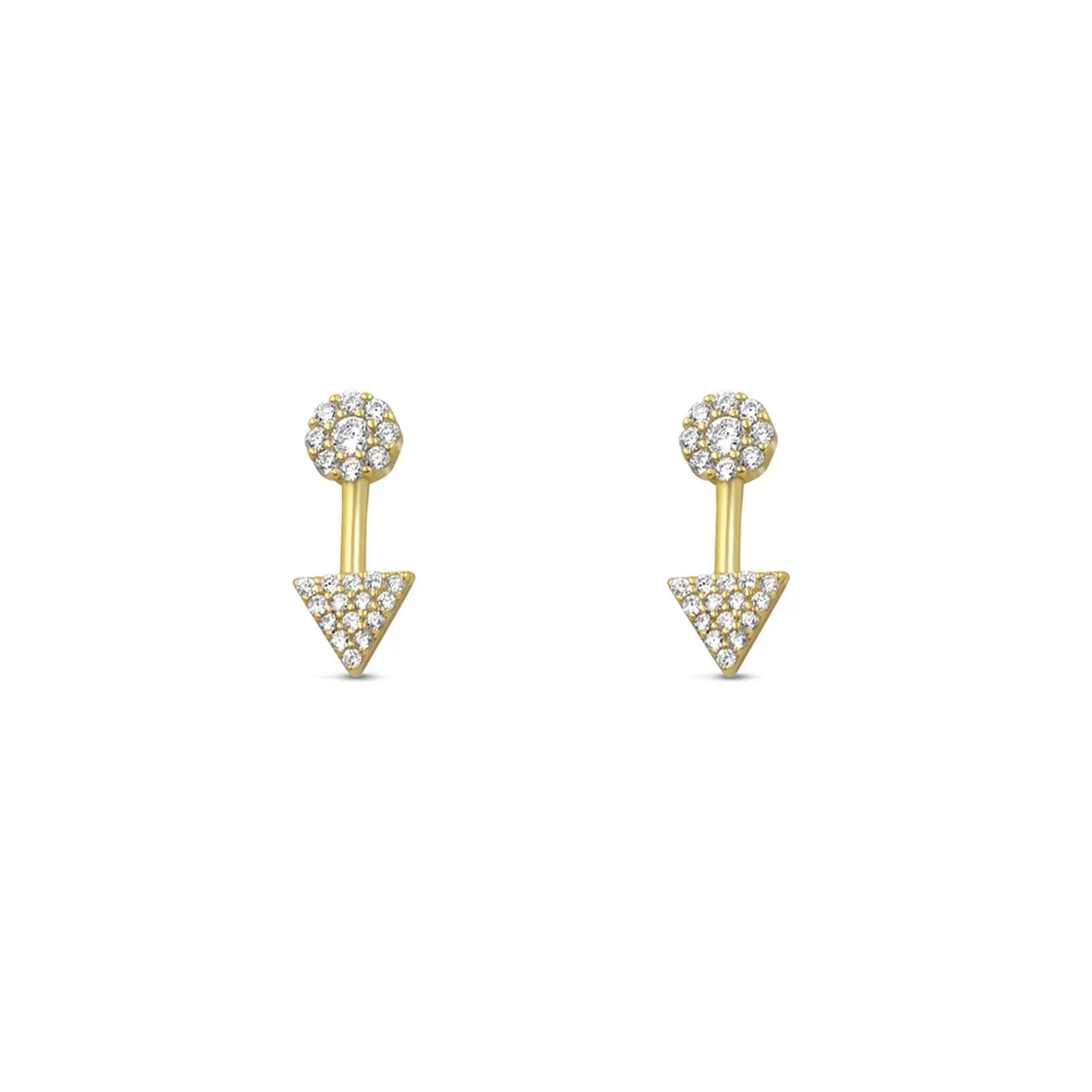 Vermeil & Sterling Silver - Pave Arrow Stud Earrings