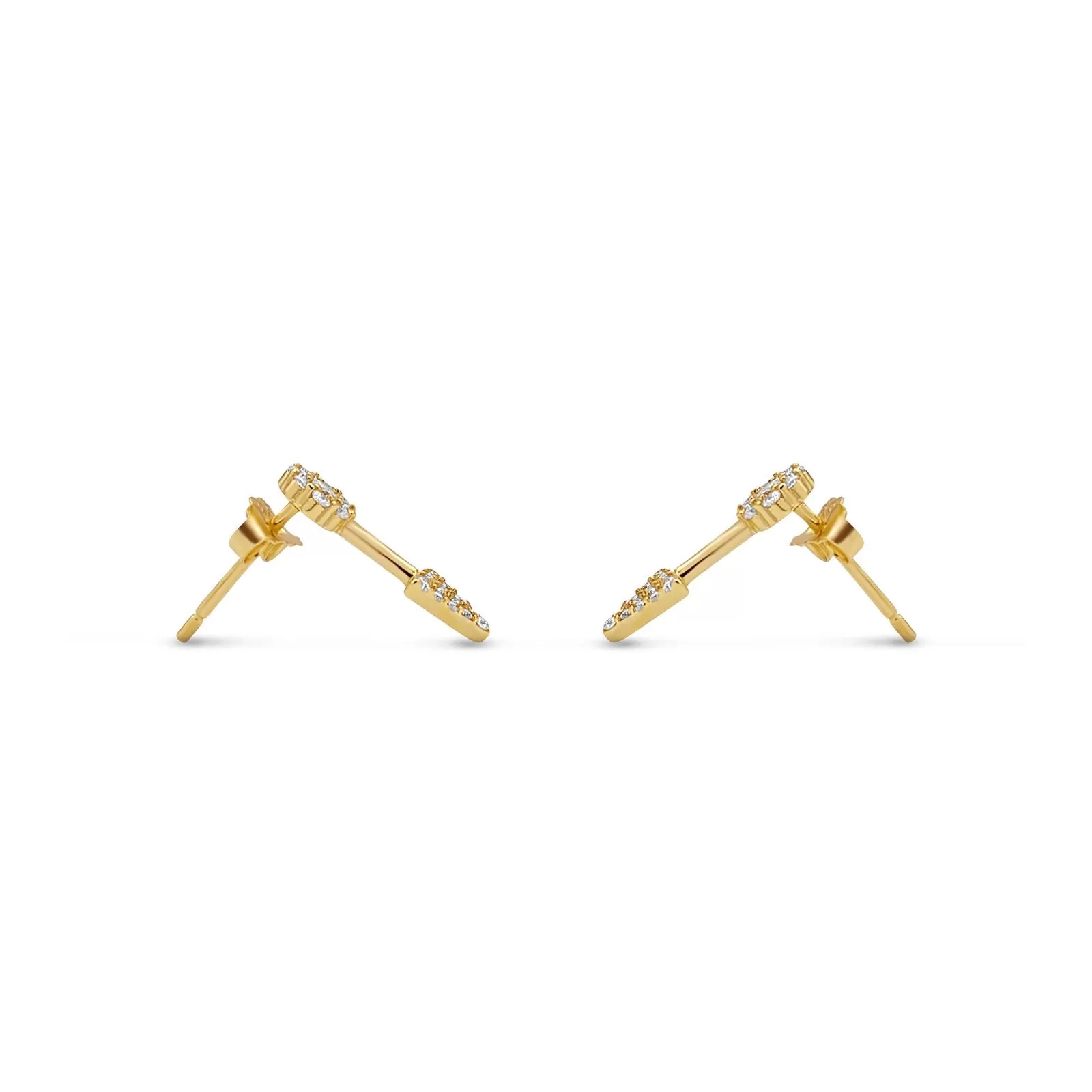 Vermeil & Sterling Silver - Pave Arrow Stud Earrings