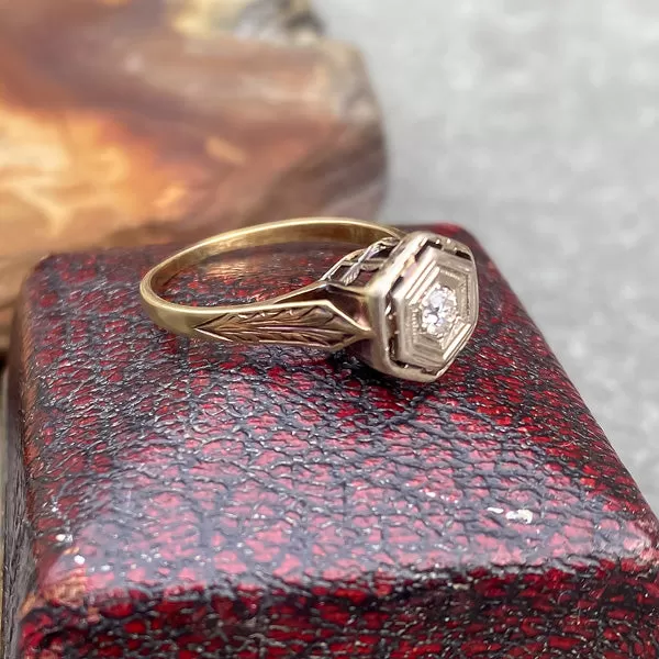 Vintage Diamond Solitaire Ring, Old Euro 0.10ct.