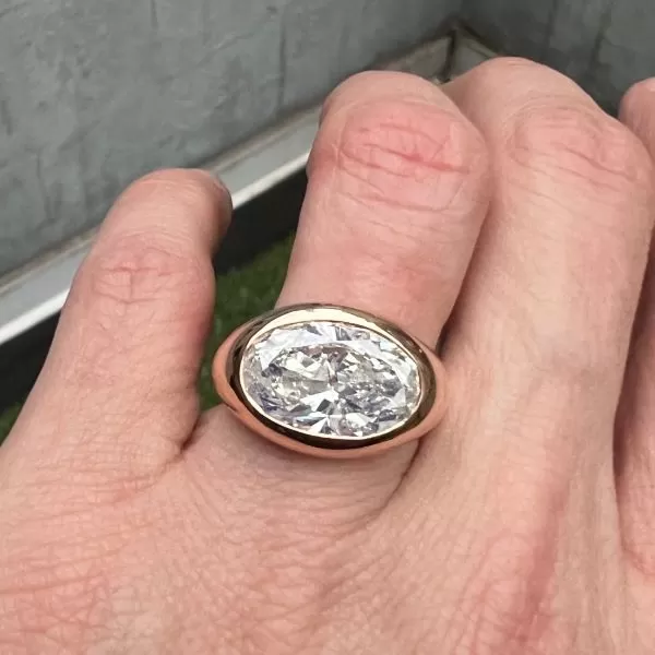 Vintage Gypsy Set Oval Ring, 5.41ct.