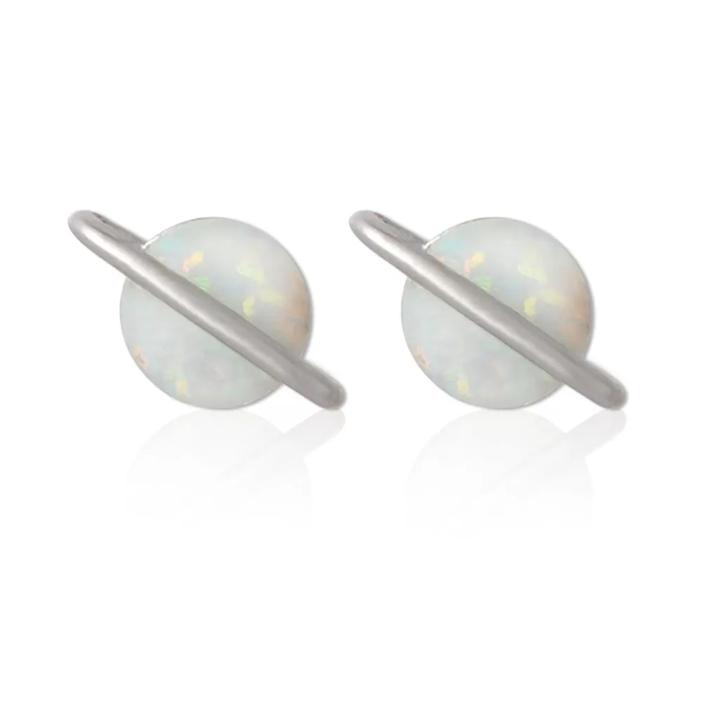 White Opal Planet Earrings