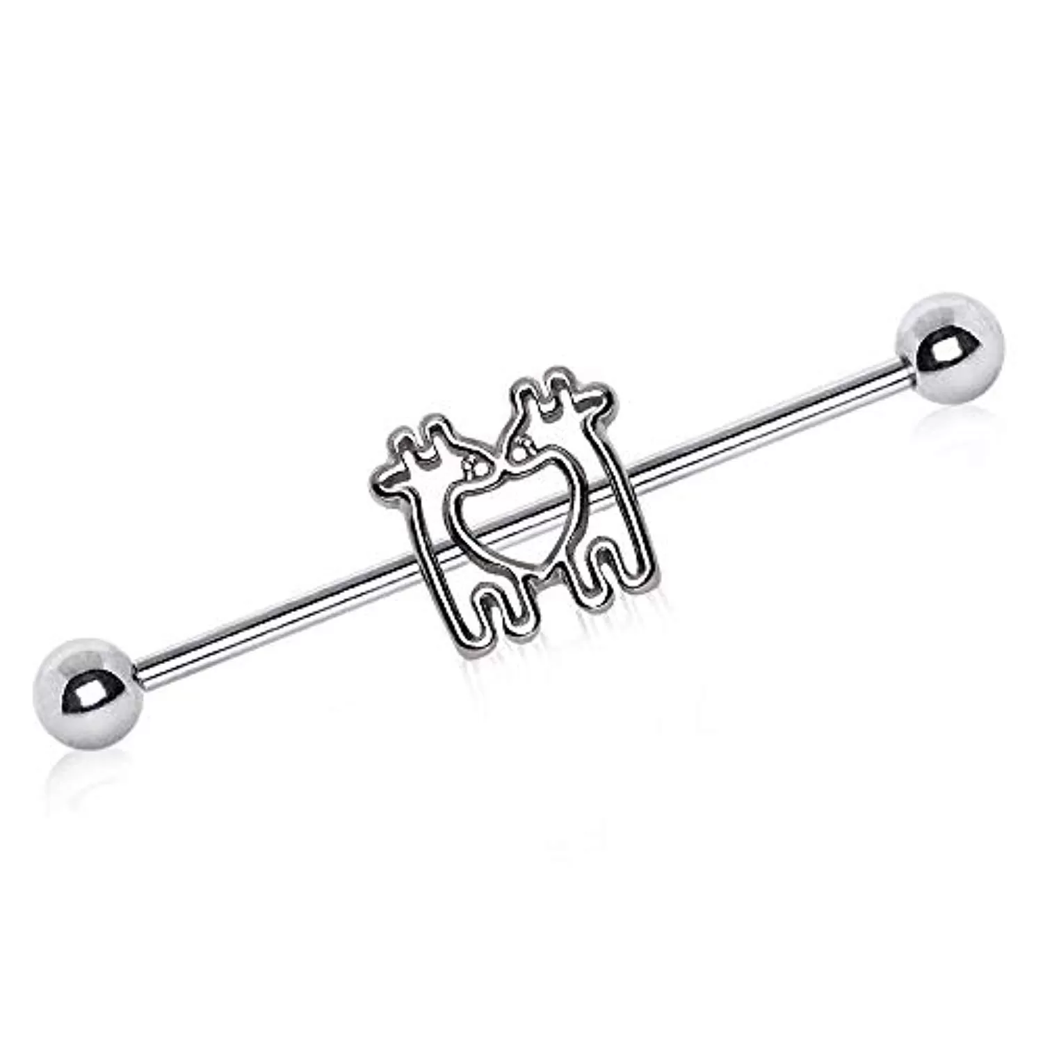 WildKlass 316L Stainless Steel Giraffes in Love Industrial Barbell