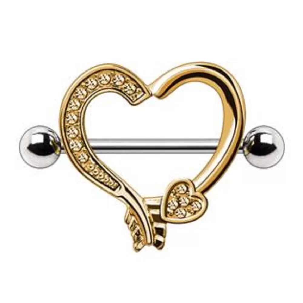 WildKlass Gold Plated Arrow Heart Nipple Shield