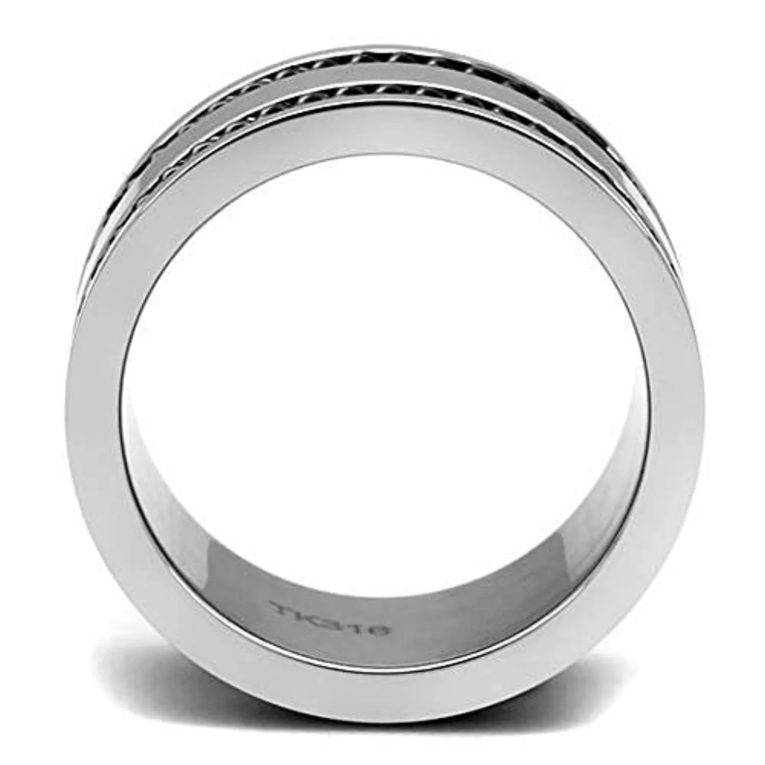 WildKlass Stainless Steel Ring High Polished Men Epoxy Jet