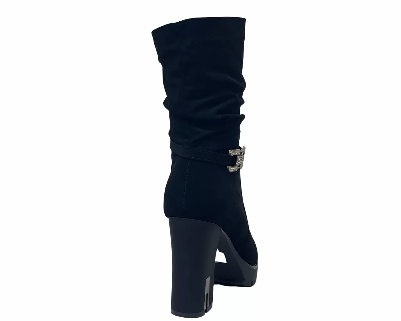 Women's Block Heels Zip Diamante Ankle Boots