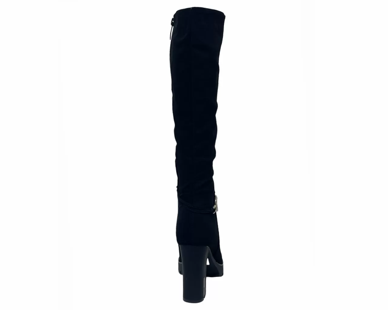 Women's Block Heels Zip Diamante Knee High Boots