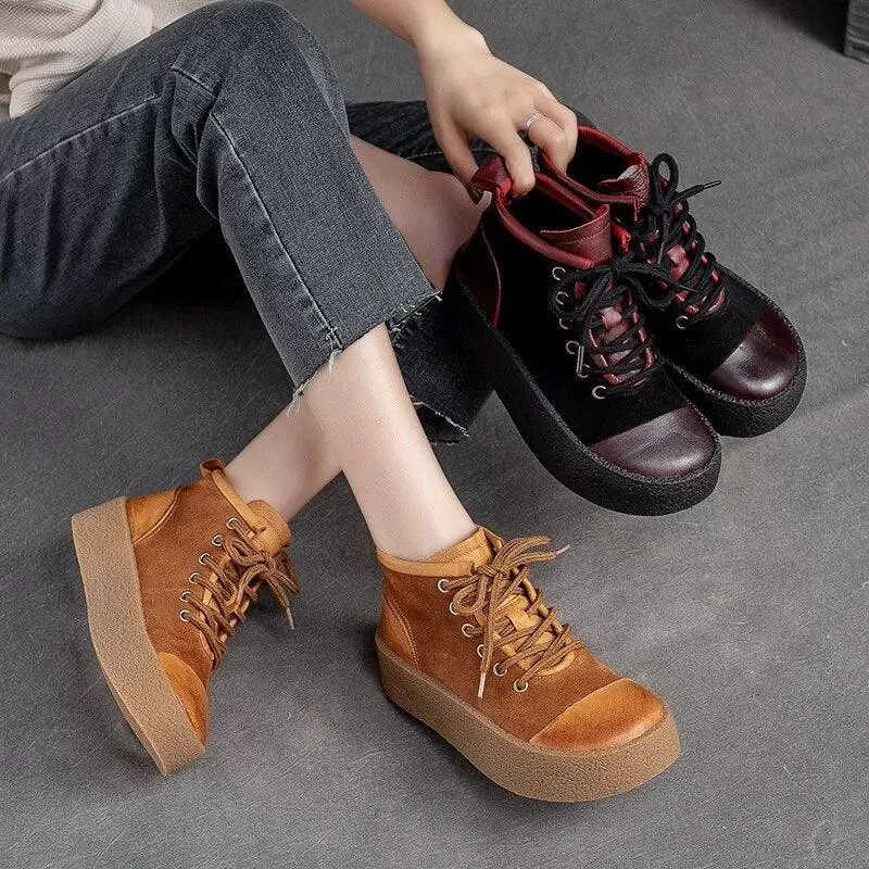 Women's Casual Shoes - Ankle Boots with Wedge Flat Heels - AMV1228