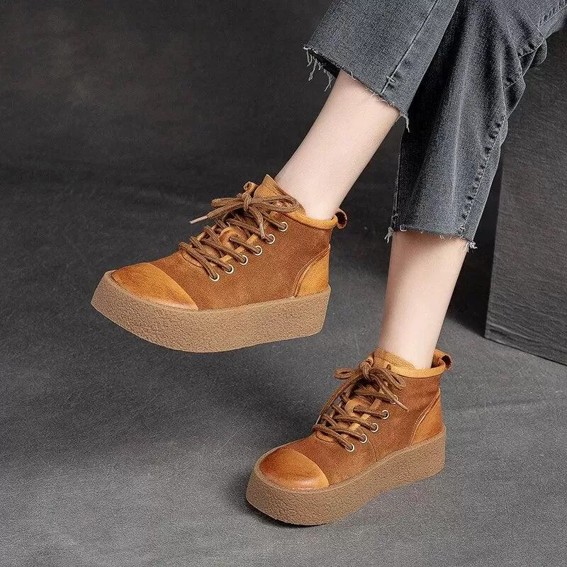 Women's Casual Shoes - Ankle Boots with Wedge Flat Heels - AMV1228