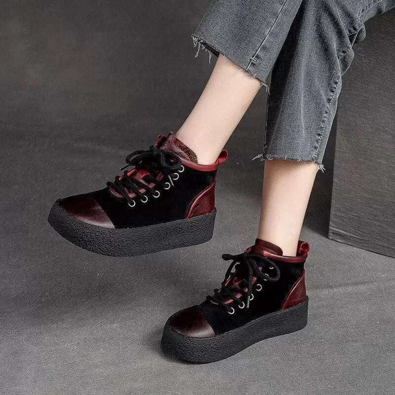 Women's Casual Shoes - Ankle Boots with Wedge Flat Heels - AMV1228