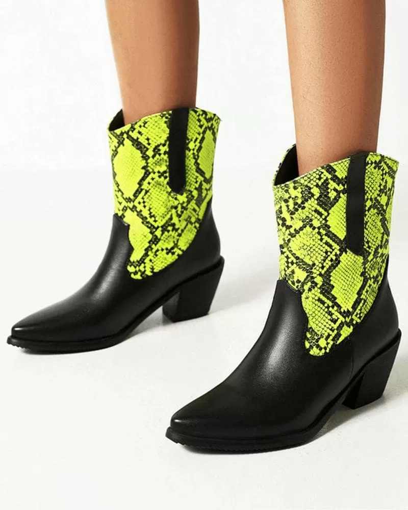 Women's Fashion Animal Print Pointed Toe Boots