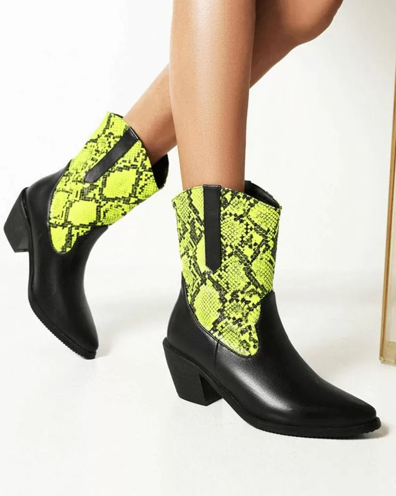 Women's Fashion Animal Print Pointed Toe Boots