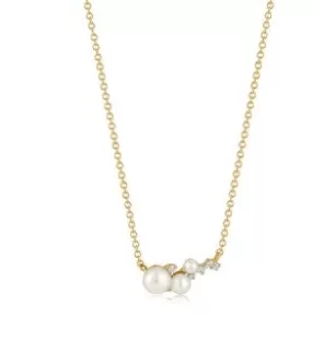 Yellow Gold 14K Diamond And Pearl Pendant